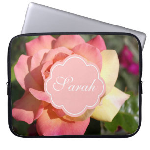 Capa Para Notebook Flor rosa bonito e rosa amarela, sob medida