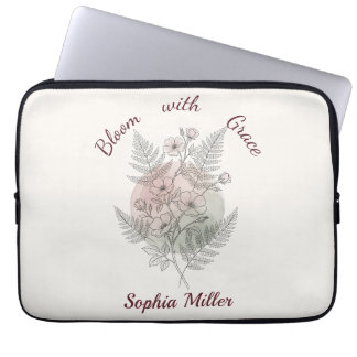 Capa Para Notebook Flor Rosa Pessoal Personalizada Nome Escritório