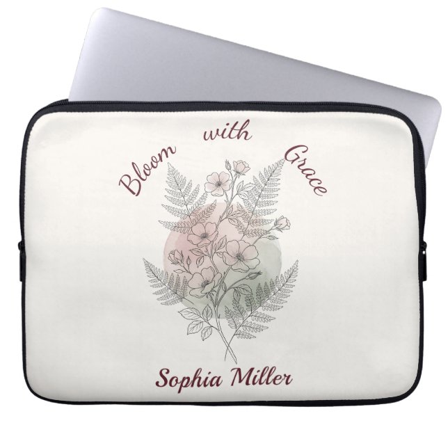 Capa Para Notebook Flor Rosa Pessoal Personalizada Nome Escritório (Frente)