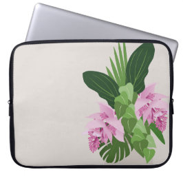 Capa Para Notebook Flor rosa Tropical Medinilla em Beige Vase