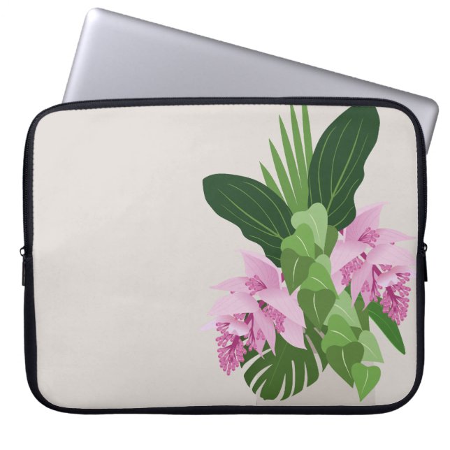 Capa Para Notebook Flor rosa Tropical Medinilla em Beige Vase (Frente)