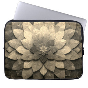 Capa Para Notebook Flor Texturizada com Mandala, Ouro antigo
