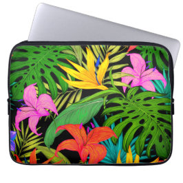 Capa Para Notebook Flor tropical e folha de palma Havaí colorida