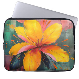 Capa Para Notebook Floração Dourada – Expressão Floral Abstrata Vibra