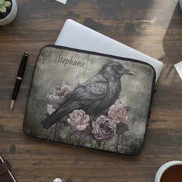 Capa Para Notebook Floral Academia Sombria Corvo Gótico