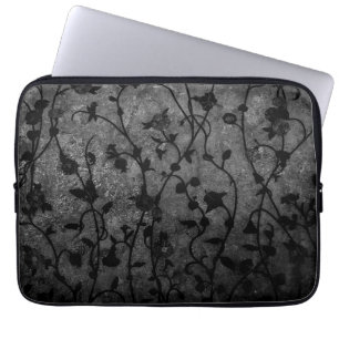 Capa Para Notebook Floral antigo gótico preto e branco