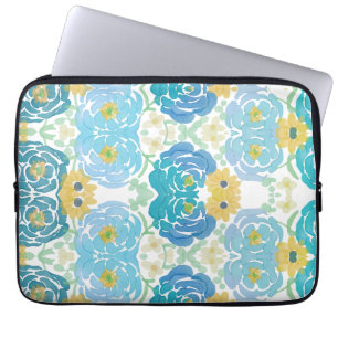 Capa Para Notebook Floral Aquarela Azul e Amarelo