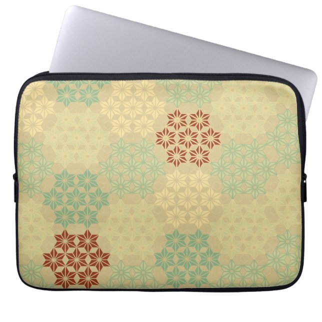 Capa Para Notebook Floral (Asanoha) Pattern Gold (Frente)
