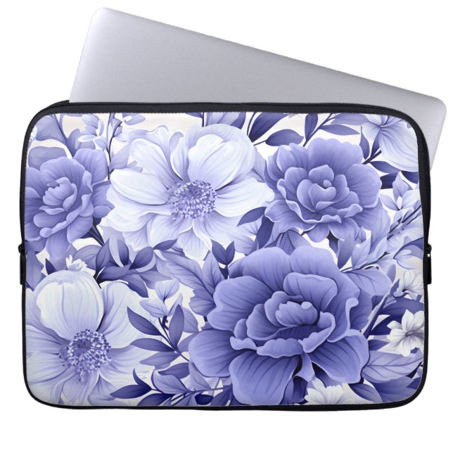 Capa Para Notebook Floral Azul (Frente)
