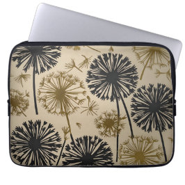 Capa Para Notebook Floral Black and Gold Dandelions
