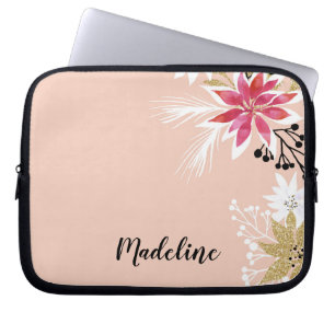 Capa Para Notebook Floral Branco e Rosa Personalizado