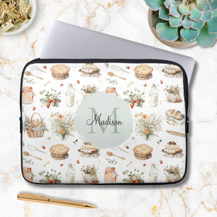 Capa Para Notebook Floral Caprichoso de Morango Country Monogramado