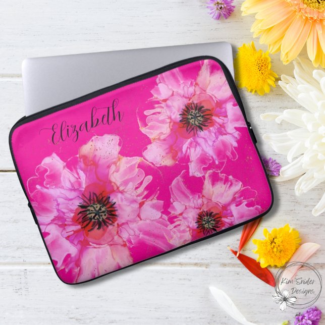 Capa Para Notebook Floral Cor-de-Rosa Brilhante Personalizado (Criador carregado)