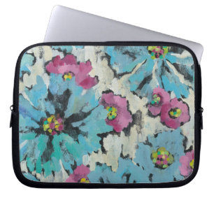 Capa Para Notebook Floral cor-de-rosa e azul gráfico