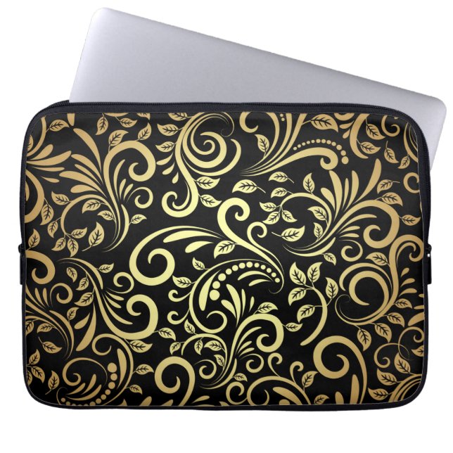 Capa Para Notebook floral de ouro    (Frente)