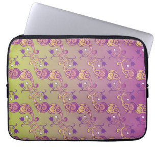 Capa Para Notebook Floral de Paisley Verde e Rosa-abstrato