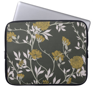 Capa Para Notebook Floral elegante: design de padrão de colheita.