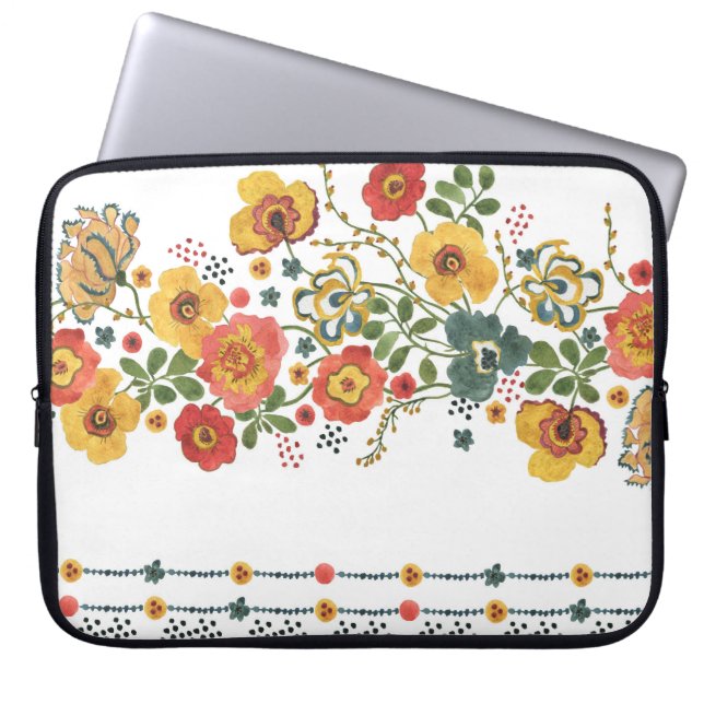 Capa Para Notebook Floral Estilizado: Design sem água. (Frente)