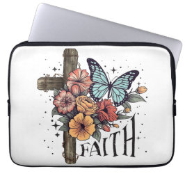Capa Para Notebook Floral Faith Cross