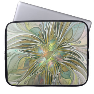 Capa Para Notebook Floral Fantasy Moderna Arte Fractal Flor Com Doura