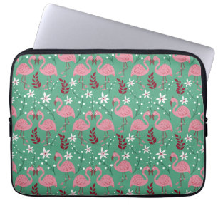 Capa Para Notebook Floral flamingo sem costura, padrão rosa verde