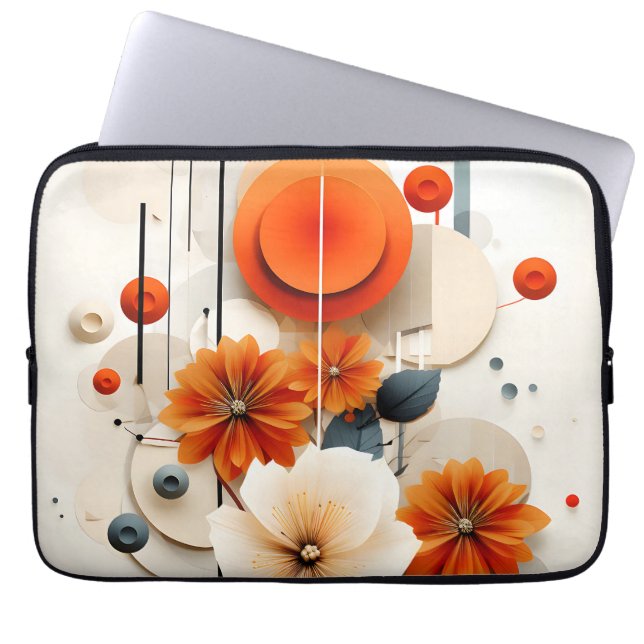 Capa Para Notebook Floral Geométrico Abstrato (Frente)