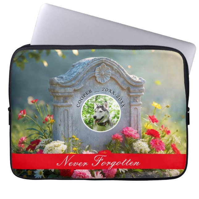 Capa Para Notebook Floral Headstone Pet Tributa Foto Memorial do Cach (Frente)