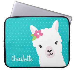 Capa Para Notebook Floral Llama Alpaca - Teal Personalizado
