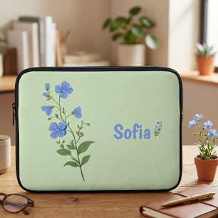Capa Para Notebook Floral moderno margarida azul feminino elegante es