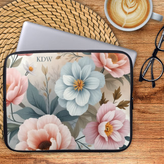 Capa Para Notebook Floral Monograma Pastel Delicada