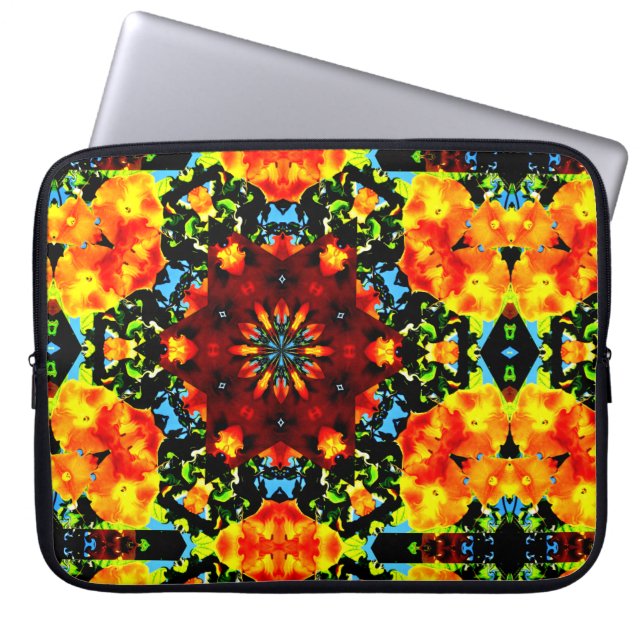 Capa Para Notebook Floral Orange (Frente)