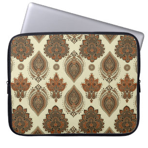 Capa Para Notebook Floral paisley, padrão de vinheta têxtil asiático.