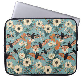 Capa Para Notebook Floral Patchwork Halloween Bats & Flowers
