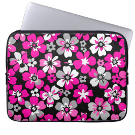 Capa Para Notebook Floral Pattern Pink Grey White Black 