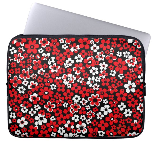 Capa Para Notebook Floral pattern red and white (Frente)