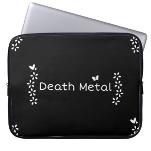 Capa Para Notebook Floral Preto "Death Metal" com Borboletas