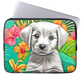 Capa Para Notebook Floral Puppy Art