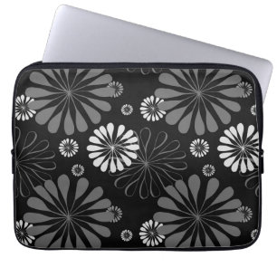 Capa Para Notebook Floral Retro Preto e Branco
