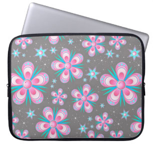 Capa Para Notebook Floral Rosa com Acentos Castanhos