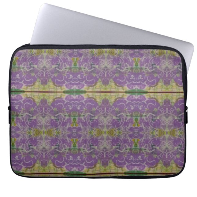 Capa Para Notebook Floral roxo e verde (Frente)