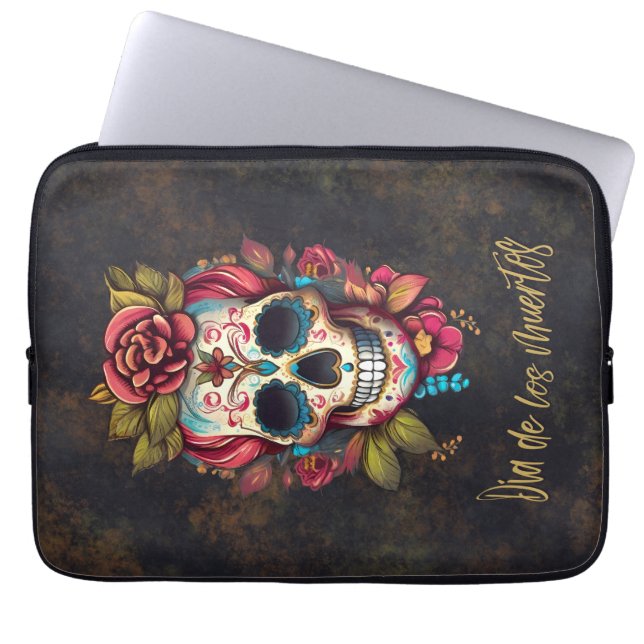 Capa Para Notebook Floral Sugar Skull Día de los Muertos Espanha (Frente)