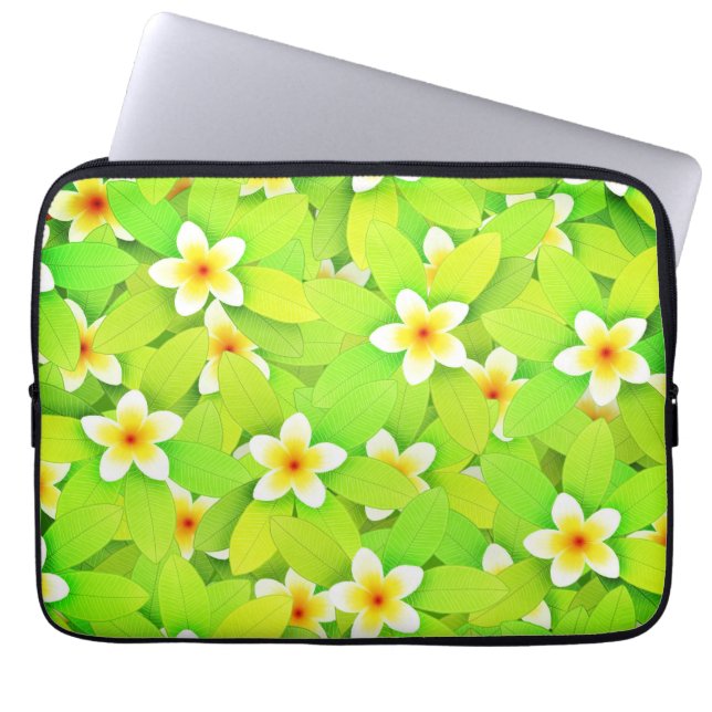 Capa Para Notebook Floral Verde Deixa Flores Amarelas Padrão-61717 (Frente)