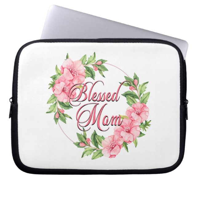Capa Para Notebook Floral Wreath Abençoada Mãe (Frente)