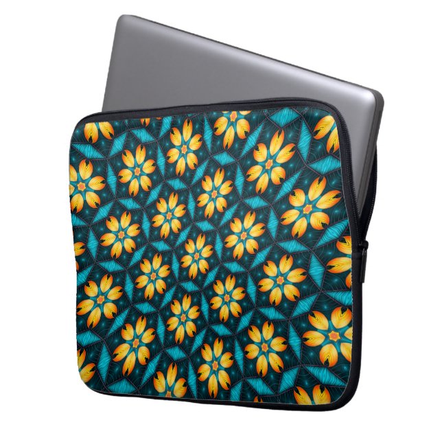 Capa Para Notebook Flores Abstrato amarelas (Frente Esquerda)