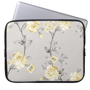 Capa Para Notebook flores amarelas bonitas com padrão de folhas de ci