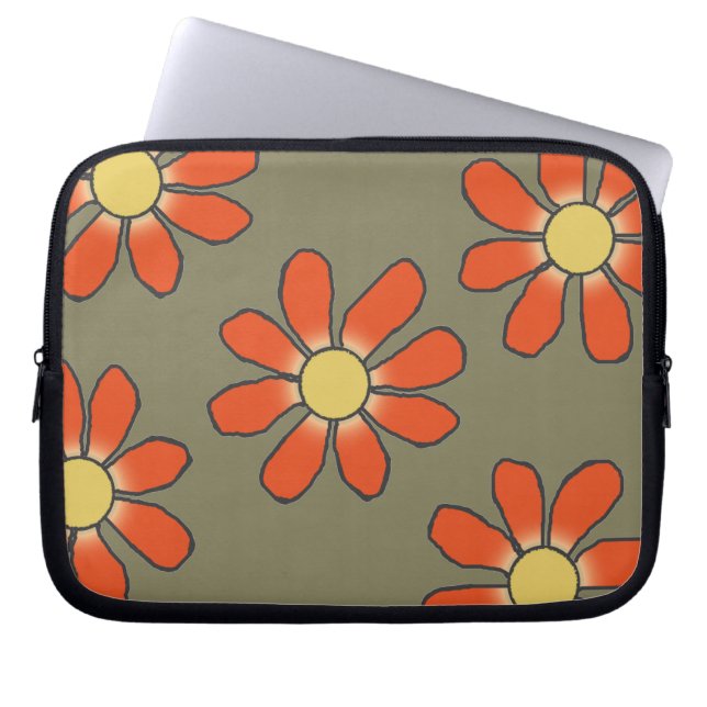 Capa Para Notebook Flores Amarelas Gráficas Laranja em qualquer Cor (Frente)
