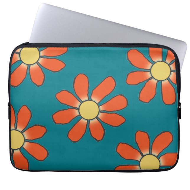 Capa Para Notebook Flores Amarelas Gráficas Vermelhas em qualquer Cor (Frente)