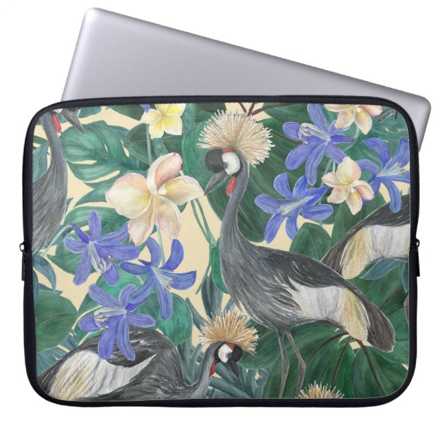 Capa Para Notebook Flores Azuis De Plumeria, Sem Costura. (Frente)