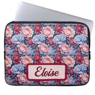 Capa Para Notebook Flores Azuis e Rosa Personalizadas
