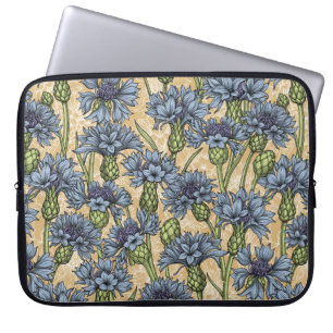 Capa Para Notebook Flores azuis, flores silvestres, amarelo-mel